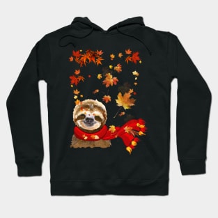 Maple Leaf Sloth Fall Hello Autumn Gift Hoodie